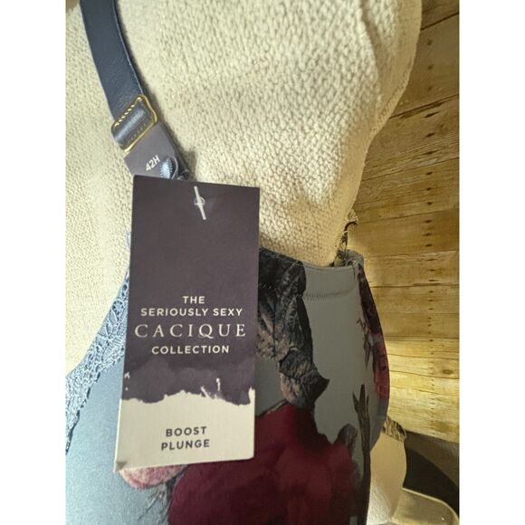 CACIQUE THE SERIOUSLY SEXY COLLECTION FLORAL PRINT BOOST PLUNGE SZ. 42H - Picture 5 of 7